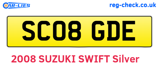 SC08GDE are the vehicle registration plates.