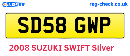 SD58GWP are the vehicle registration plates.