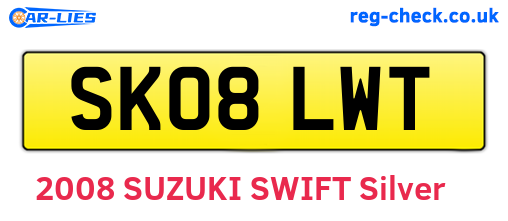 SK08LWT are the vehicle registration plates.