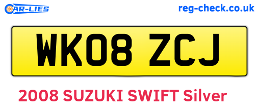 WK08ZCJ are the vehicle registration plates.