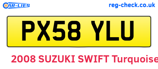 PX58YLU are the vehicle registration plates.