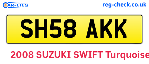 SH58AKK are the vehicle registration plates.