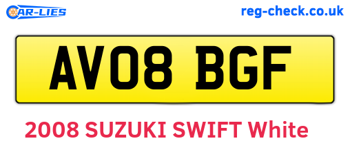 AV08BGF are the vehicle registration plates.