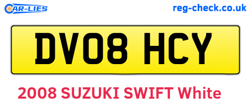 DV08HCY are the vehicle registration plates.
