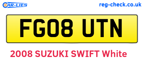 FG08UTN are the vehicle registration plates.
