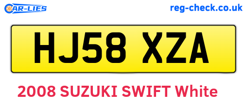 HJ58XZA are the vehicle registration plates.
