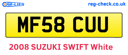 MF58CUU are the vehicle registration plates.