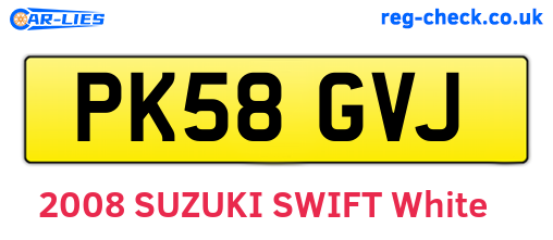 PK58GVJ are the vehicle registration plates.