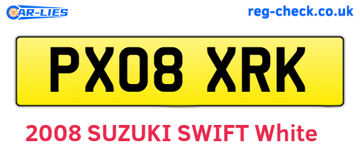 PX08XRK are the vehicle registration plates.