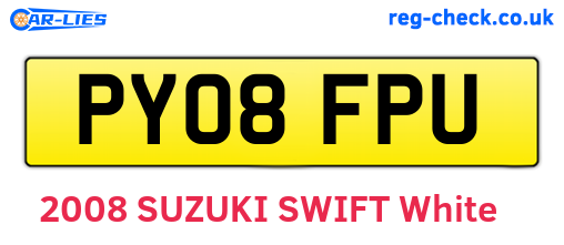 PY08FPU are the vehicle registration plates.