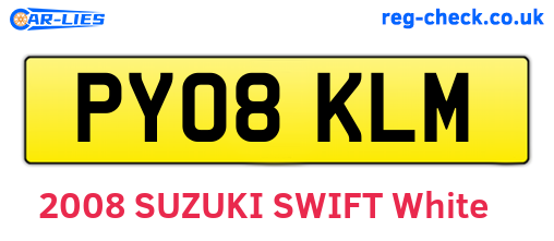 PY08KLM are the vehicle registration plates.