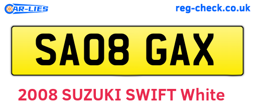SA08GAX are the vehicle registration plates.