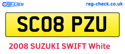 SC08PZU are the vehicle registration plates.