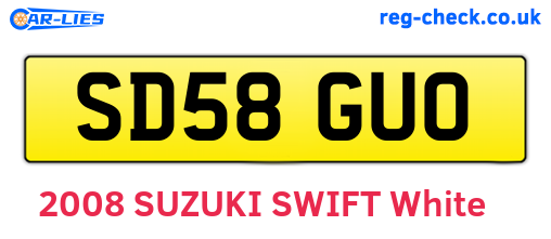 SD58GUO are the vehicle registration plates.