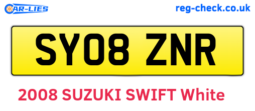 SY08ZNR are the vehicle registration plates.
