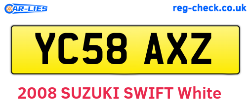 YC58AXZ are the vehicle registration plates.