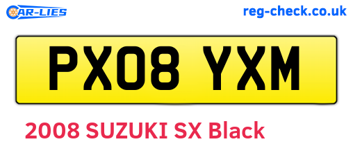 PX08YXM are the vehicle registration plates.