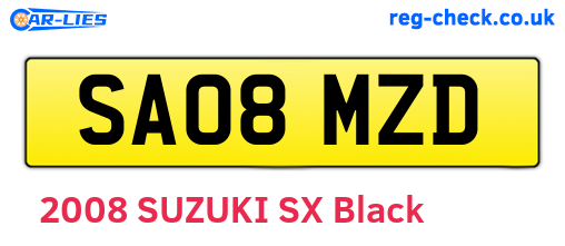 SA08MZD are the vehicle registration plates.