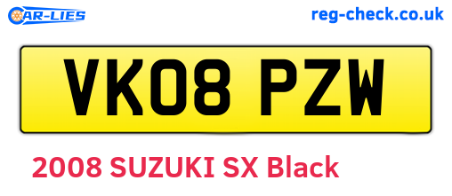 VK08PZW are the vehicle registration plates.