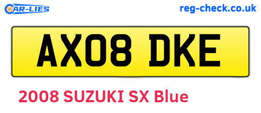 AX08DKE are the vehicle registration plates.