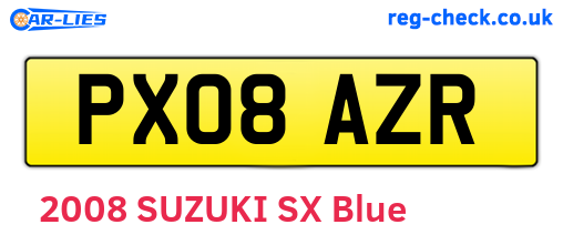PX08AZR are the vehicle registration plates.