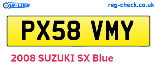 PX58VMY are the vehicle registration plates.