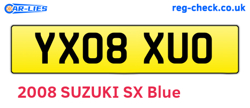 YX08XUO are the vehicle registration plates.