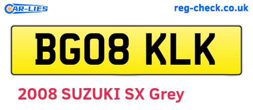 BG08KLK are the vehicle registration plates.