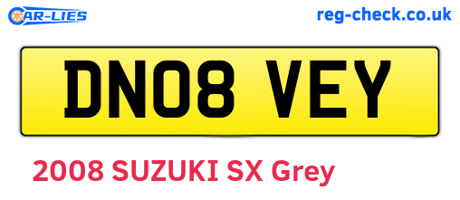 DN08VEY are the vehicle registration plates.