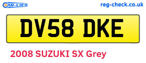 DV58DKE are the vehicle registration plates.