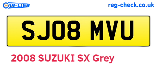 SJ08MVU are the vehicle registration plates.