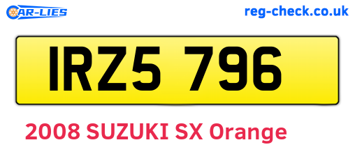 IRZ5796 are the vehicle registration plates.