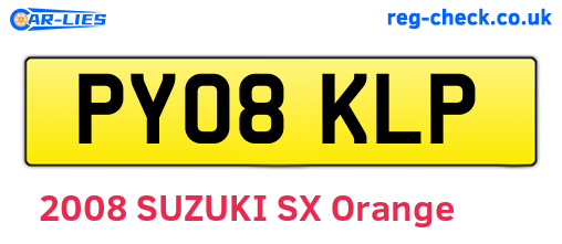 PY08KLP are the vehicle registration plates.