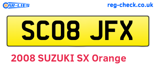SC08JFX are the vehicle registration plates.