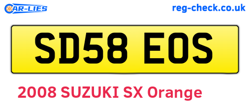 SD58EOS are the vehicle registration plates.