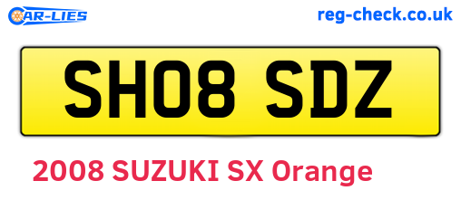 SH08SDZ are the vehicle registration plates.