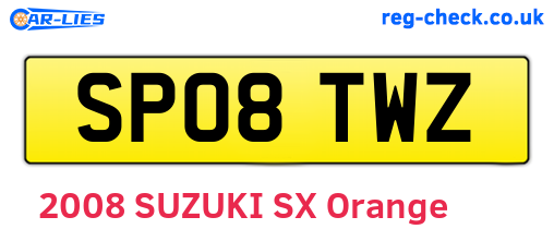 SP08TWZ are the vehicle registration plates.