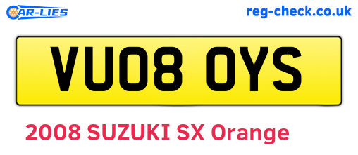 VU08OYS are the vehicle registration plates.