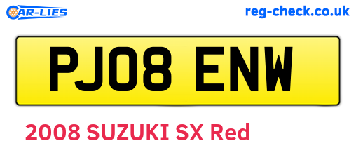 PJ08ENW are the vehicle registration plates.