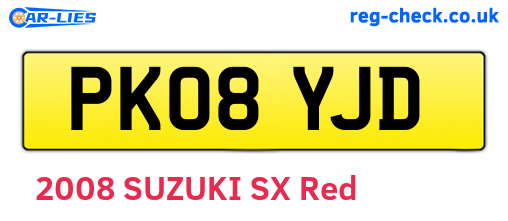 PK08YJD are the vehicle registration plates.