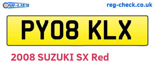 PY08KLX are the vehicle registration plates.