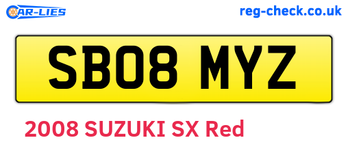 SB08MYZ are the vehicle registration plates.