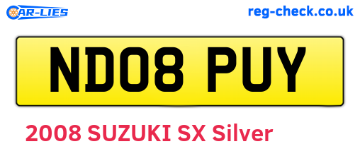 ND08PUY are the vehicle registration plates.