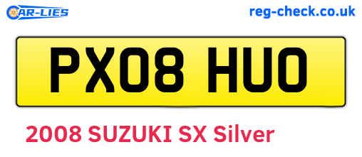 PX08HUO are the vehicle registration plates.