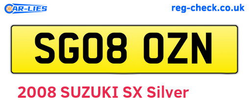 SG08OZN are the vehicle registration plates.