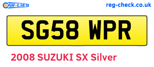 SG58WPR are the vehicle registration plates.