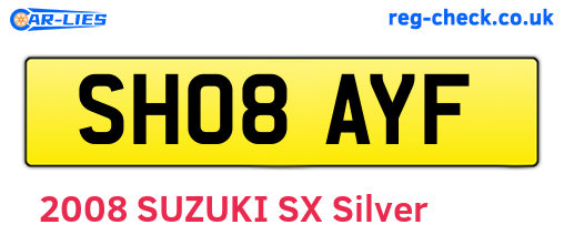 SH08AYF are the vehicle registration plates.