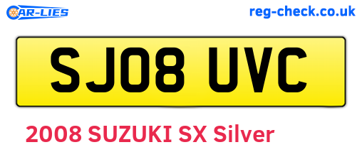 SJ08UVC are the vehicle registration plates.