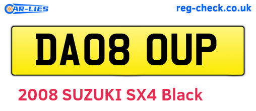 DA08OUP are the vehicle registration plates.