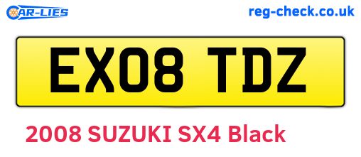 EX08TDZ are the vehicle registration plates.